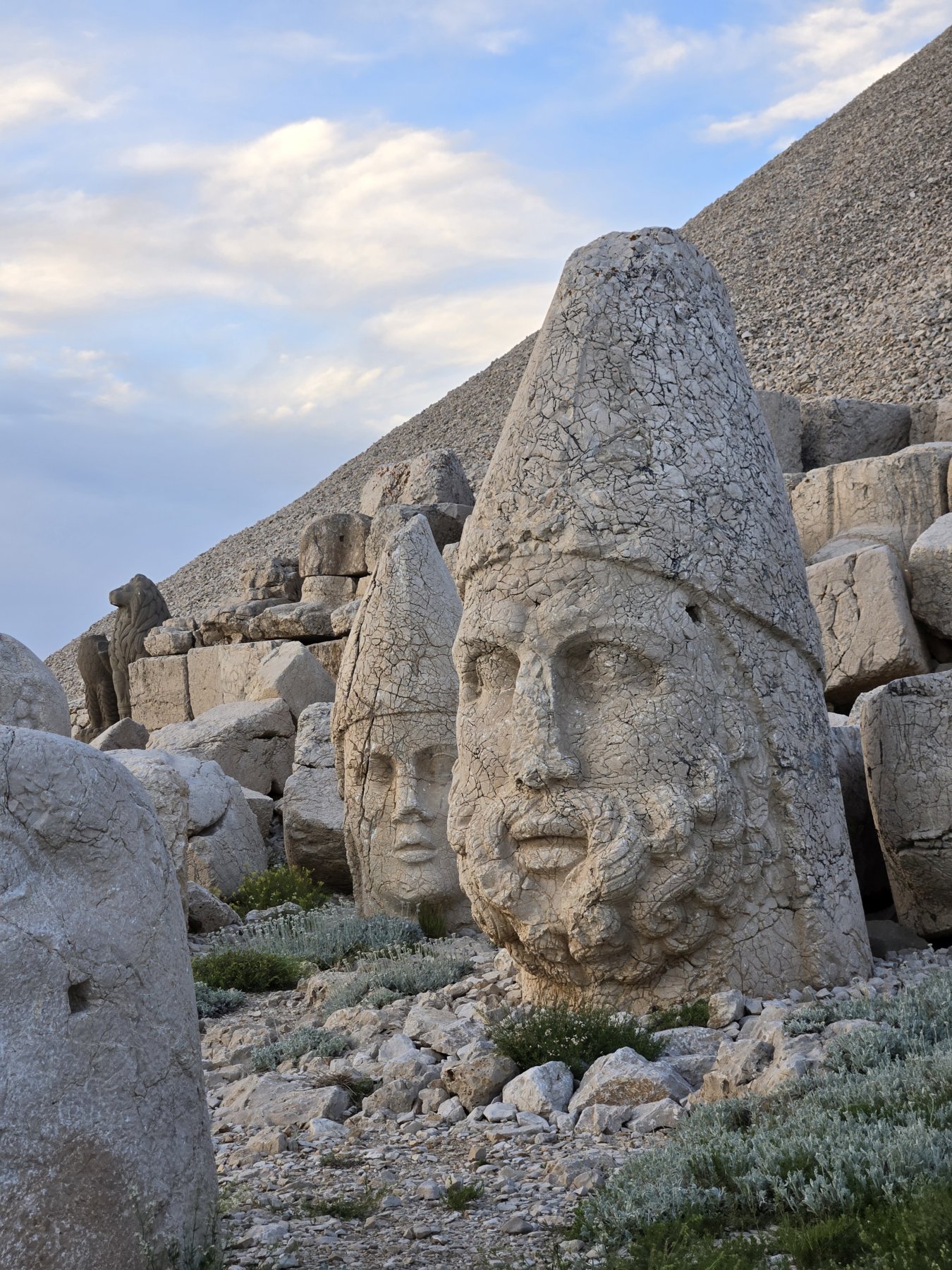 Carved heads at Mount Nemrut, Turkey