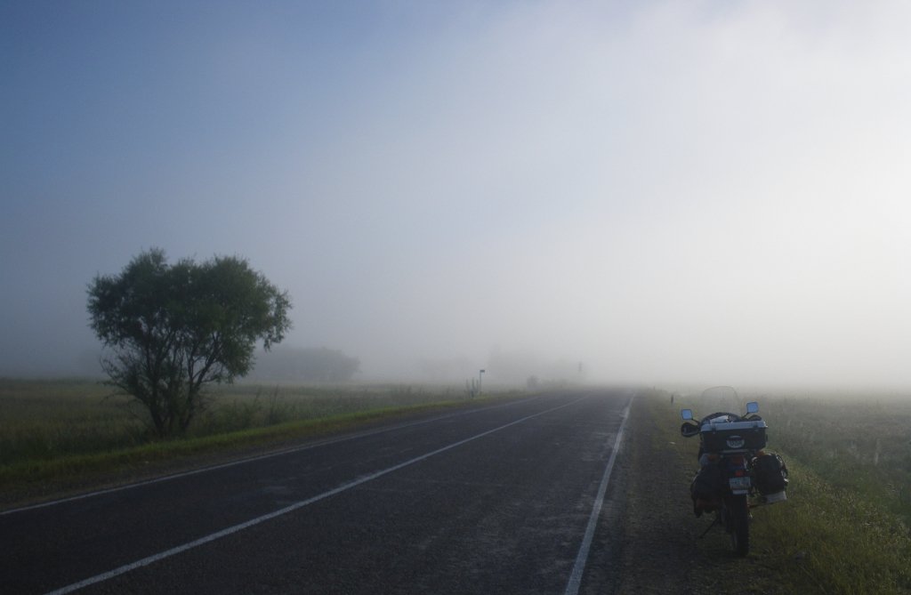 Misty morning road, Russia